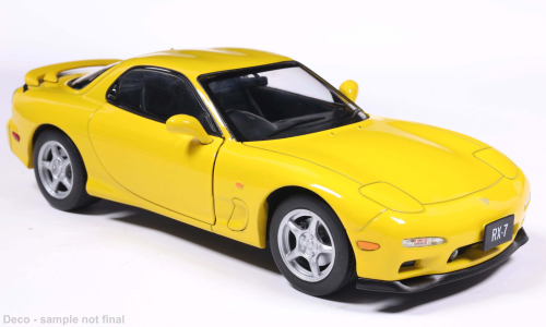 Model auta Mazda RX-7, žltá, 1991 Model auta Mazda RX-7, žltá, 1991
