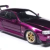 Model auta Nissan Skyline GT-R (R34), fialová, 2002. Mierka 1:18.