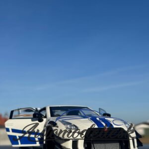 Model auta NISSAN GT-R (R35) W/ LIBERTY WALK BODY KIT 2.0 WHITE AND BLUE ST