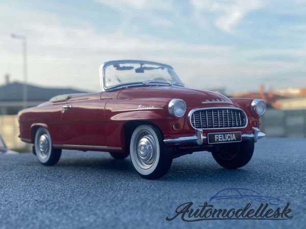 Model auta Škoda Felicia Cabrio, tmavočervená, 1959