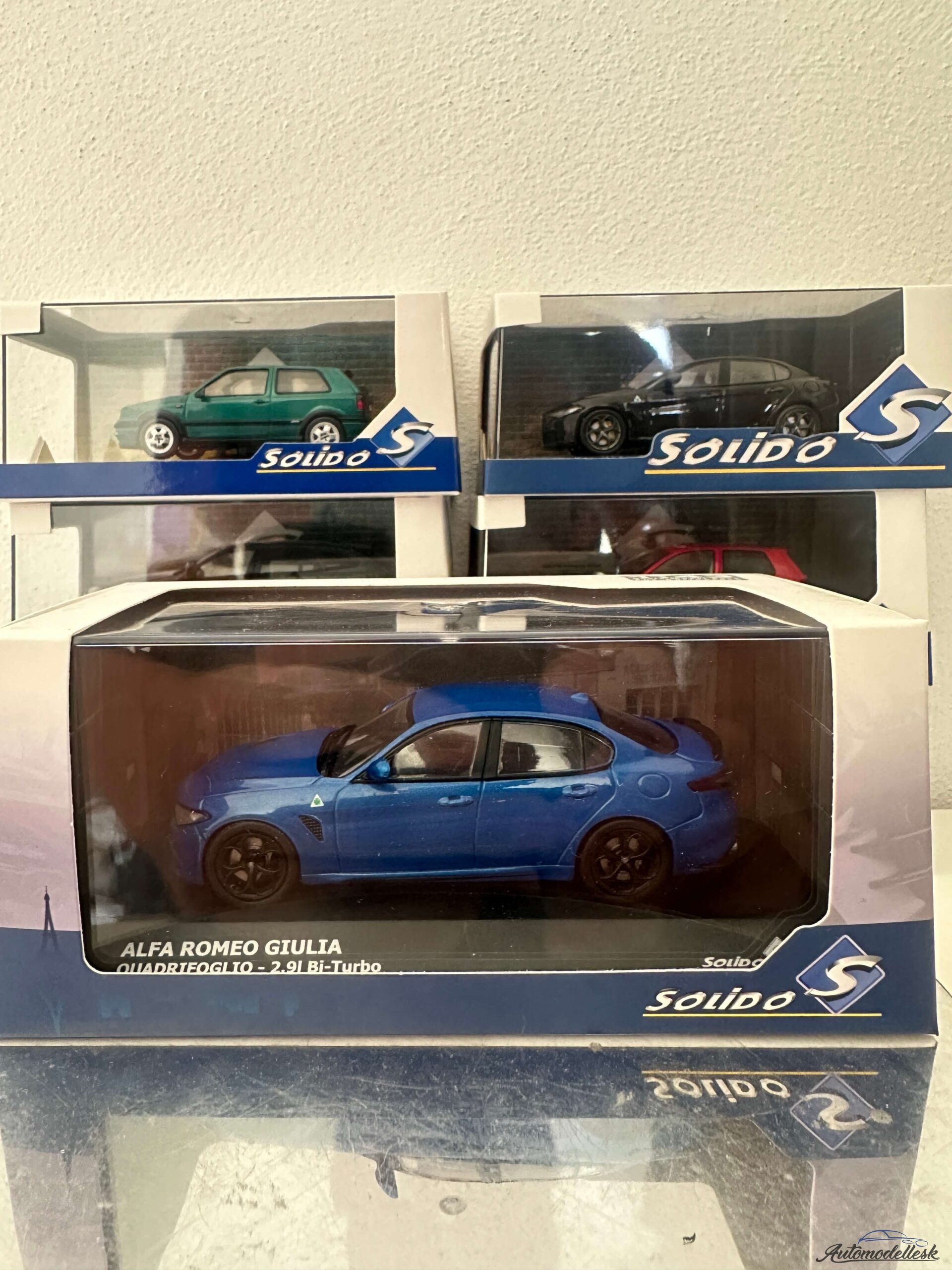 Model auta Alfa Romeo Giulia Quadrifoglio blue, 2019 Model auta Alfa Romeo Giulia Quadrifoglio blue, 2019