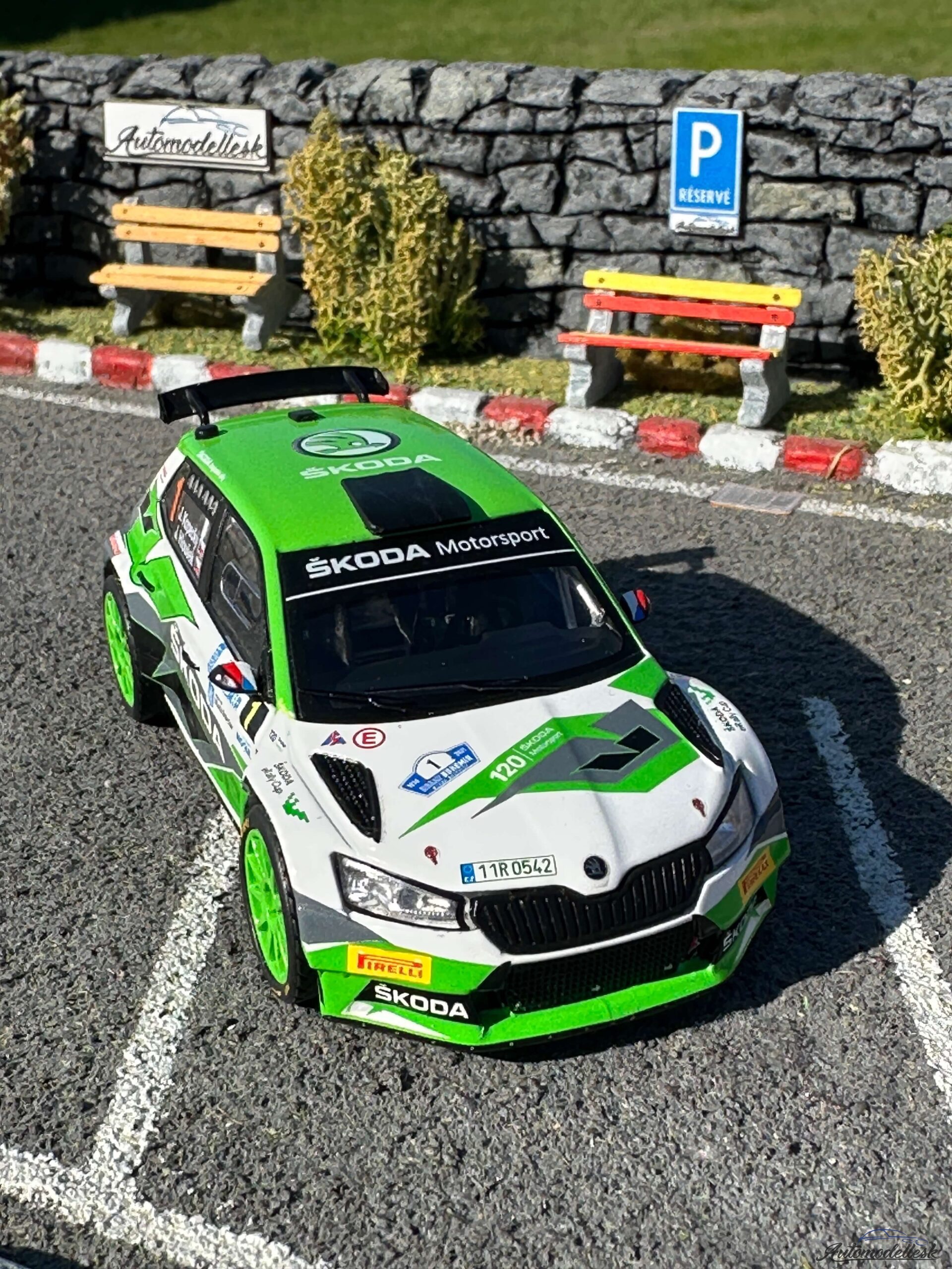 Model auta rally Škoda Fabia Rally2 E #1, Rallye Bohemia 2021 Model auta rally Škoda Fabia Rally2 E #1, Rallye Bohemia 2021