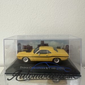 Model auta Dodge Challenger R/T 440, žltá/čierna, 1970.