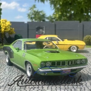 Model auta Plymouth Hemi Cuda, zelená/čierna, 1971.